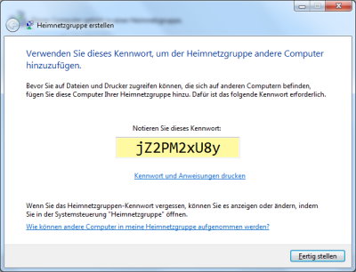 Kennwort der Heimnetzgruppe