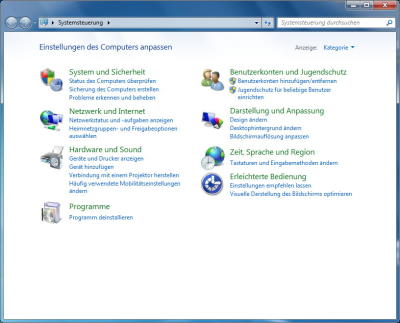 Windows 7 Systemsteuerung