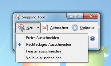 Ausschnitt des Screenshot festlegen