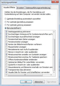 Leistungsoptionen Visuelle Effekte Bild 2