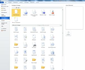 Übersicht Kateorien der Vorlagen für Word Übersicht Kateorien der Vorlagen für Word