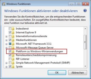 Windows 7 Minianwendungen deaktivieren Windows 7 Minianwendungen deaktivieren