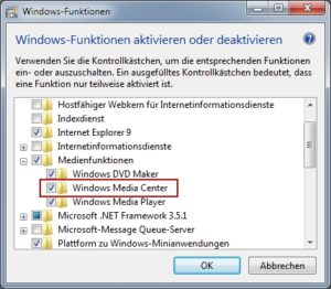 Media Center deaktivieren in Windows 7 Media Center deaktivieren in Windows 7