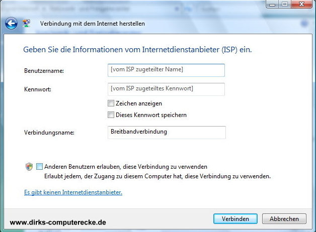 Einrichten Der Internetverbindung Unter Windows Vista