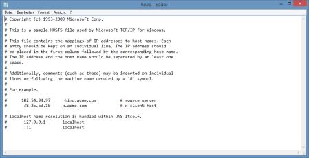 Hosts-Datei bei Windows