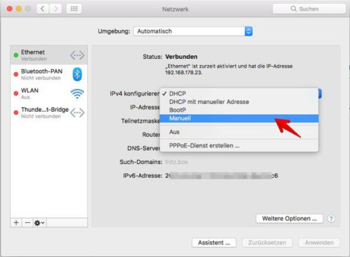 Mac Netzwerk Einstellungen