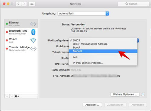 Mac Netzwerk Einstellungen