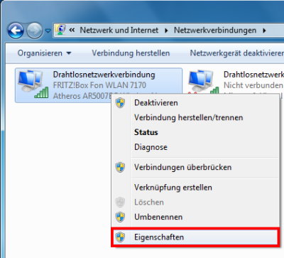 Netzwerkverbindungen Eigenschaften