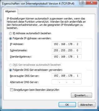 IP-Adresse einstellen Windows 7