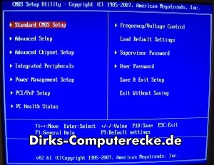 BIOS-Hauptmenü