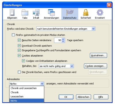 Firefox einstellungen datenschutz