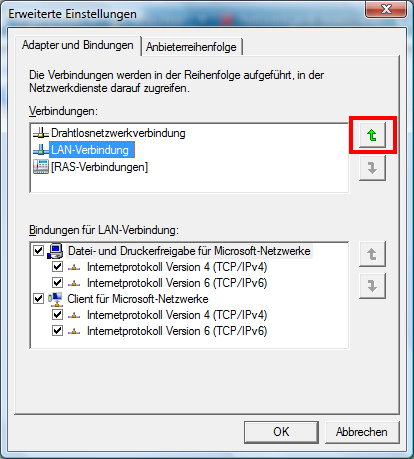 Einstellungen für die Netzwerkverbindungen