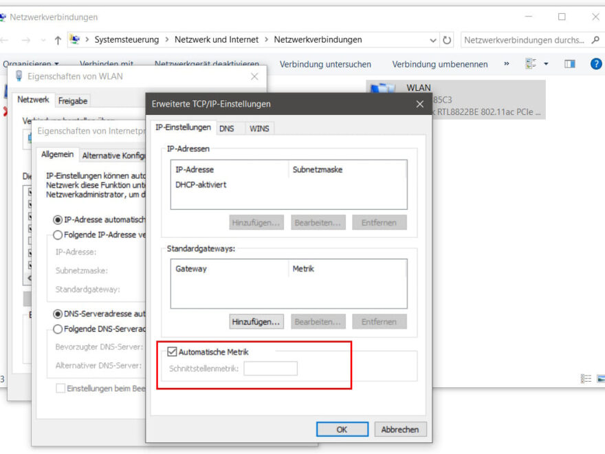 Netzwerk-Priorität unter Windows einstellen