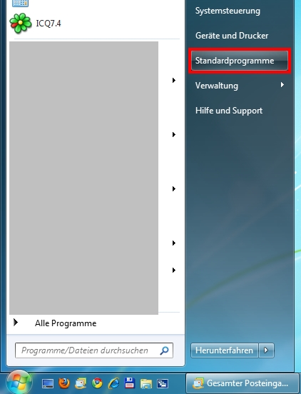 Option Standardprogramme festlegen