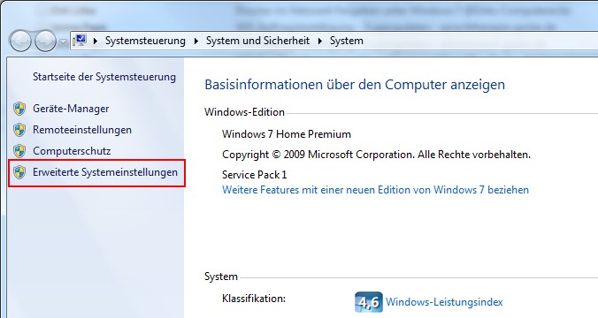 Arbeitsgruppe ändern bei Windows 7