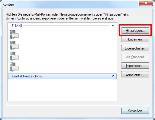 Email-Konto Live Mail hinzufügen