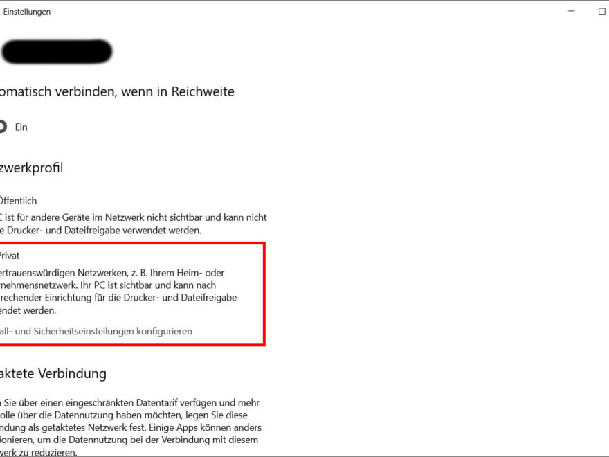 Dateien und Ordner im Netzwerk freigeben Netzwerktyp beachten