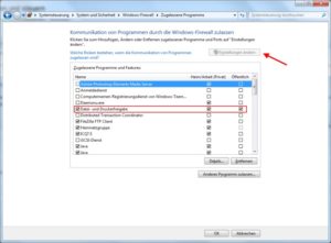 Windows Firewall Einstellungen