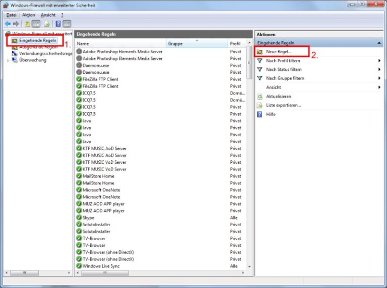 Ports in der WindowsFirewall freigeben