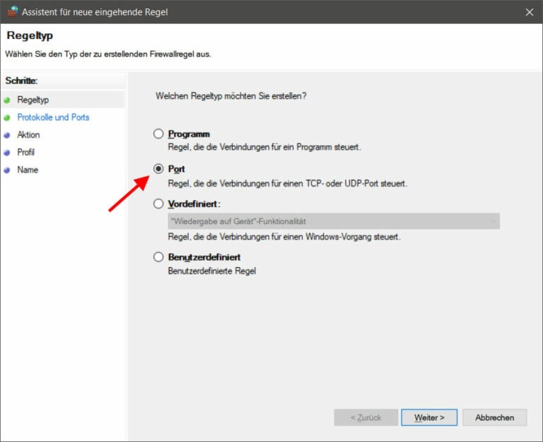 Ports in der WindowsFirewall freigeben