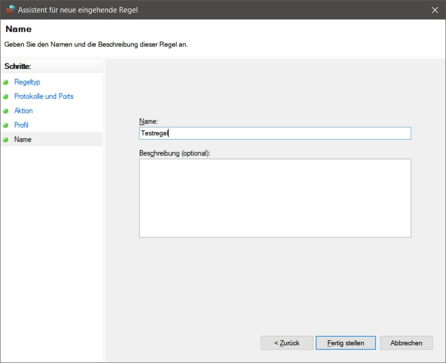 Ports in der WindowsFirewall freigeben