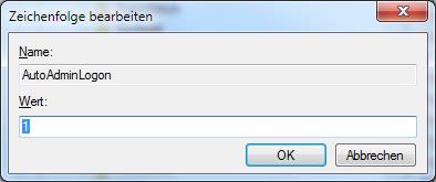 Wert für AutoAdminLogon in der Registry ändern Wert für AutoAdminLogon in der Registry ändern