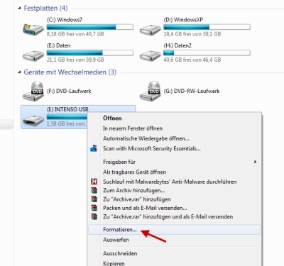 festplatte mit fat32 formatieren onder windows 7