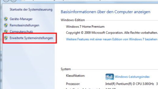 Windows 7 Auslagerungsdatei manuell einstellen