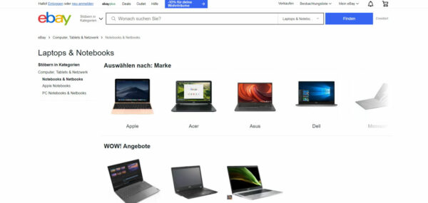 Notebooks, Laptops oder Tablets über Ebay kaufen