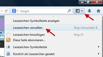 firefox lesezeichen wiederherstellen 1 Lesezeichen-Verwaltung im Forefox öffnen