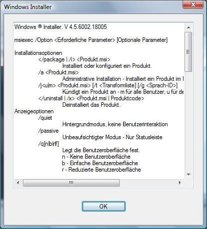 Windows Installer Dienst Statusfenster