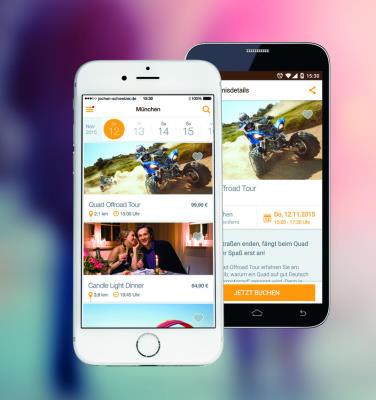 Darstellung der Jochen Schweizer App auf Smartphones