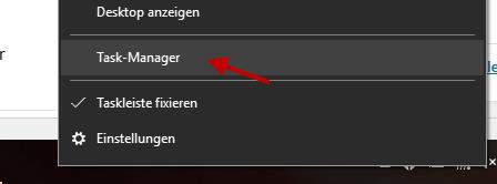 Windows 10 Taskmanager öffnen