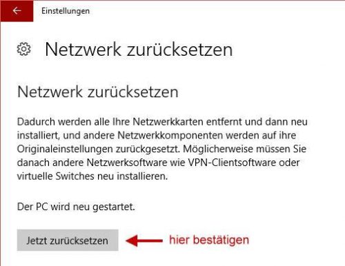 Netzwerkverbindung reparieren und zurücksetzen
