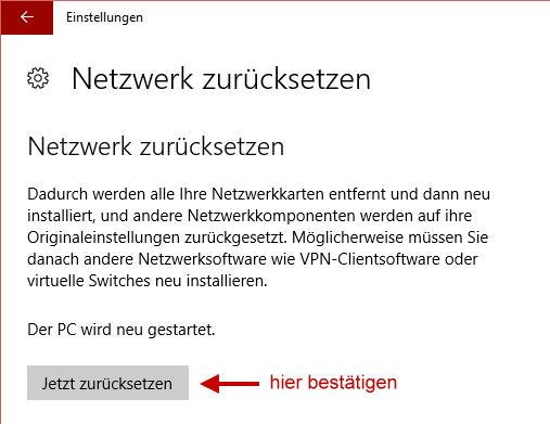 Netzwerk zurücksetzen