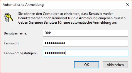 Autologin bei Windows 10 einrichten