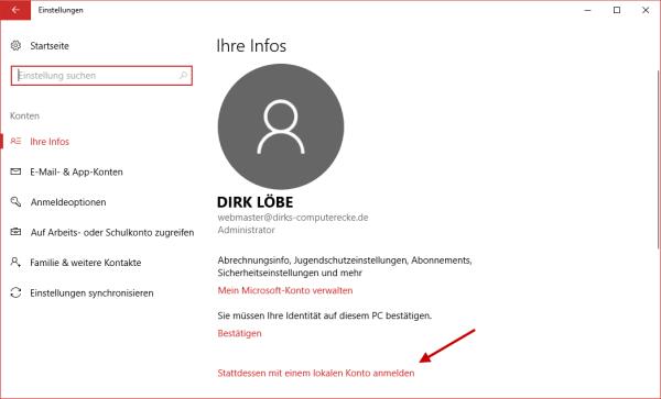 Informationen zum Microsoft-Konto