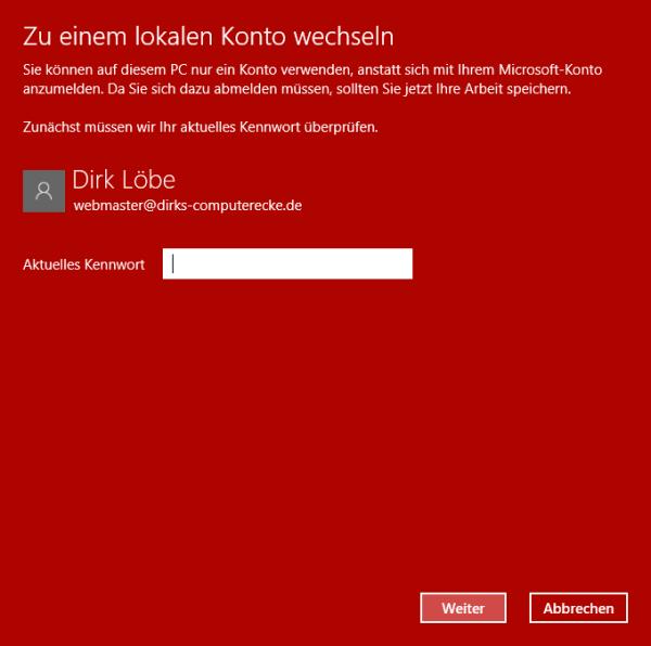 Passwort eingeben für Microsoft-Konto