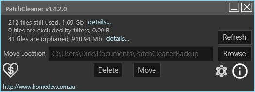 PatchCleaner Ergebnis der Analyse