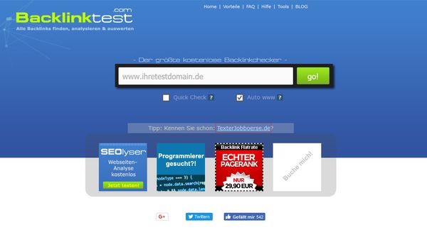 Screenshot backlinktest.com