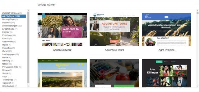 Designvorlagen vom Homepage Baukasten von Domaintechnik