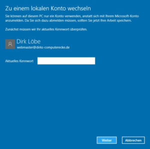 zu einem lokalen Konto wechseln