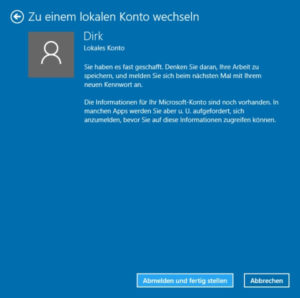 zum lokalen Konto wechseln