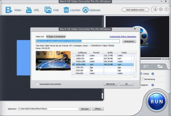 Youtube-Video mit dem MacX HD Videokonverter Pro für Windows herunterladen