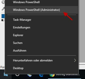 Windows PowerShell als Administrator öffnen