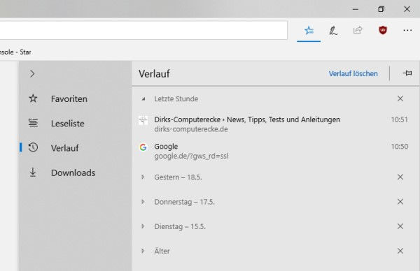 Microsoft Edge: Browserverlauf anzeigen und löschen