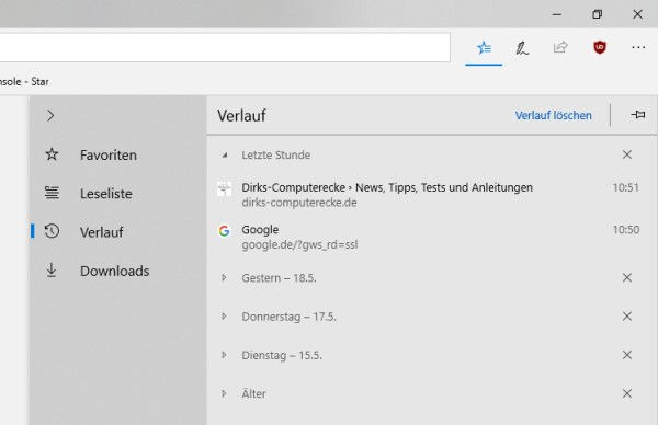 Microsoft Edge: Browserverlauf anzeigen und löschen