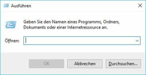 Öffnen des Ausführen Fensters von Windows 10