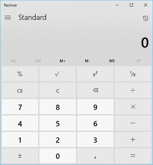 Taschenrechner von Windows 10 geöffnet