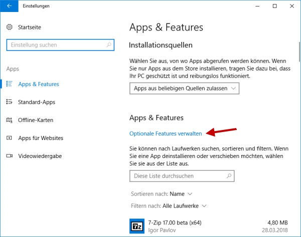 Windows Media Player deinstallieren Schritt 3
